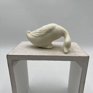 White small duck ceramic figurine head down